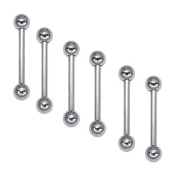 6pc Straight Barbells w/ Ball Piercing Steel (1.2mm)