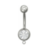 Double Jeweled Steel Belly Ring w/ Hang Piercing Jewelry