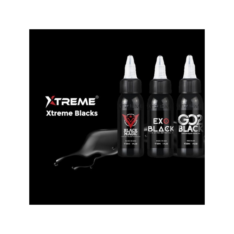 3-Pack Set of Blacks Xtreme Inks Tattoo Ink