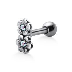 Jeweled Flowers Sterling Silver Helix Piercing Products