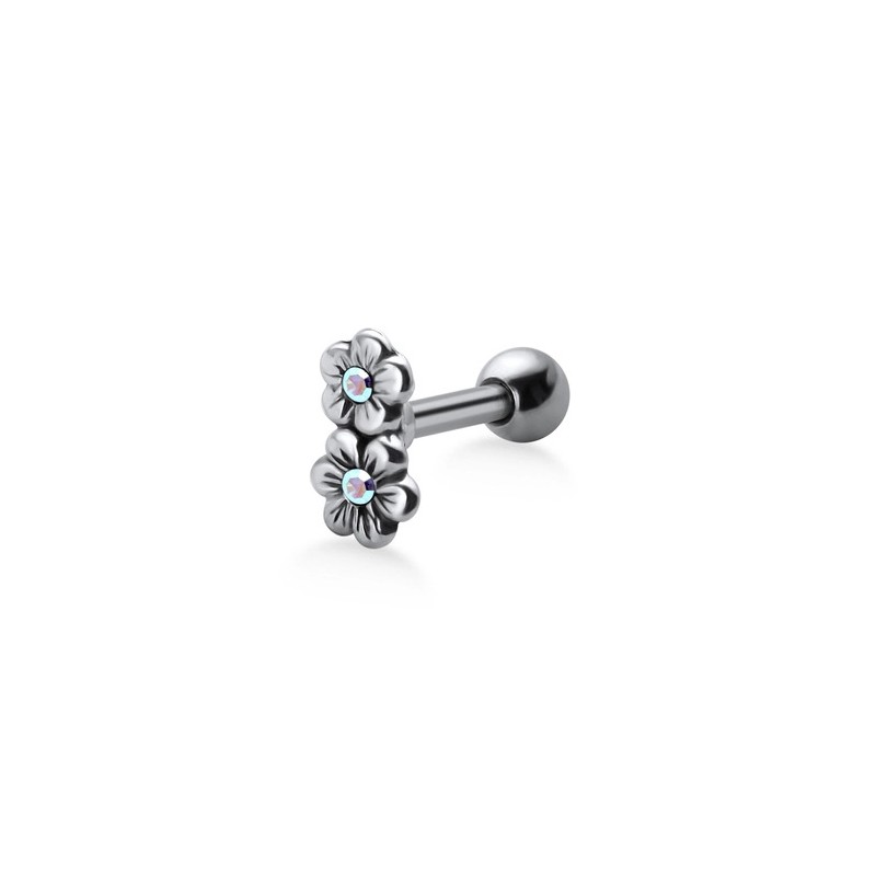 Jeweled Flowers Sterling Silver Helix Piercing Products