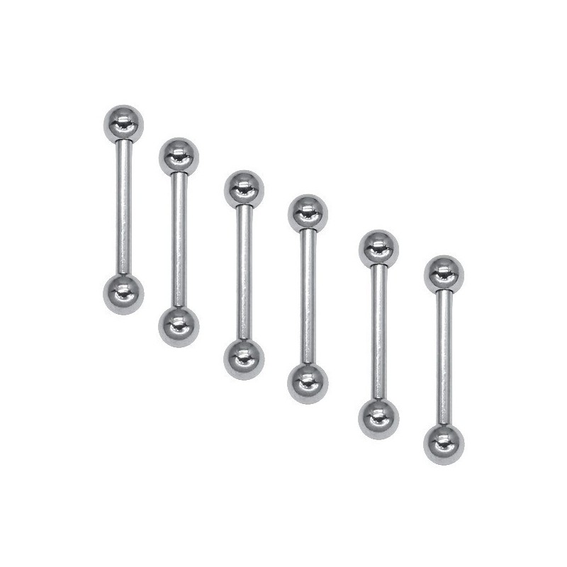 6pc 16G Straight Barbells w/ Ball Piercing Steel Barbells & Bars