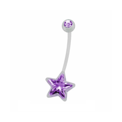 Double Jeweled Star PTFE Belly Bar Banana Piercing Jewelry