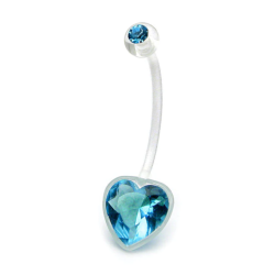 Belly Piercing Double Jeweled Heart PTFE Banana Piercing Jewelry