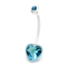 Belly Piercing Double Jeweled Heart PTFE Banana Piercing Jewelry