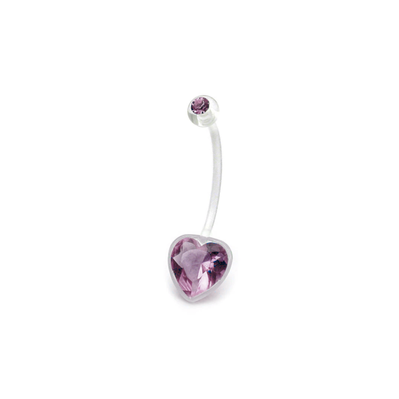 Belly Piercing Double Jeweled Heart PTFE Banana Piercing Jewelry