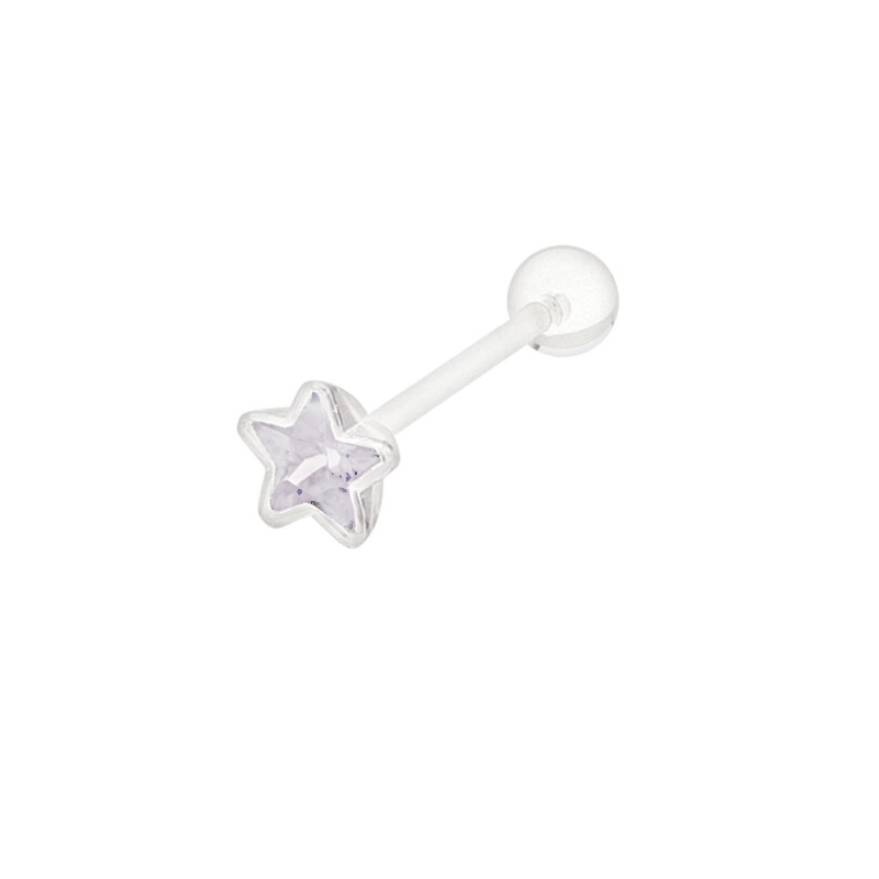 Tongue Piercing Jeweled Star PTFE Belly Piercings