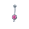 14G Jeweled Steel Belly Ring w/ Hang Body Jewelry