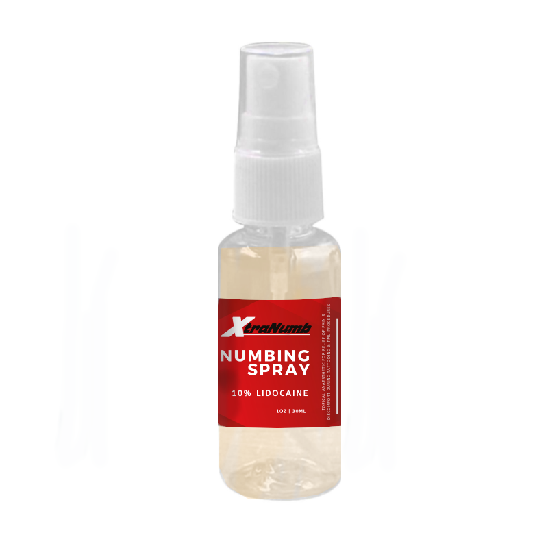 Xtranumb secondary Numbing Spray is a fast-acting topical anaesthetic made to be used during tattooing and PMU procedures.