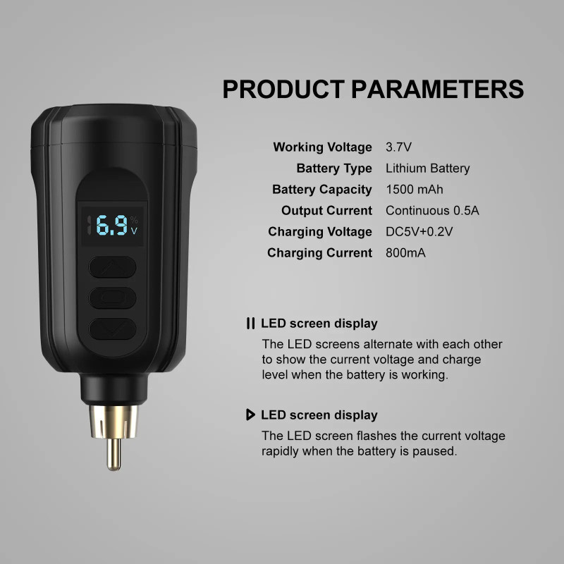 1500mAh RCA Tattoo Machine battery Pen Battery Bolt Wireless Power