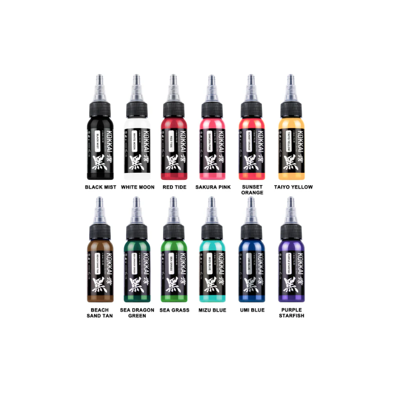 12-Pack 1/2oz Kokkai Sumi Colour Set 15ml Tattoo Ink