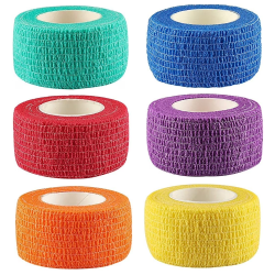 2.5cm Cohesive Adhesive Grip Bandages Roll 5m Length - Mixed