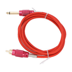 Premium Braided RCA Tattoo Power Cable: Heavy-Duty Woven Red