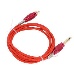 Premium Braided RCA Tattoo Power Cable: Heavy-Duty Woven Red